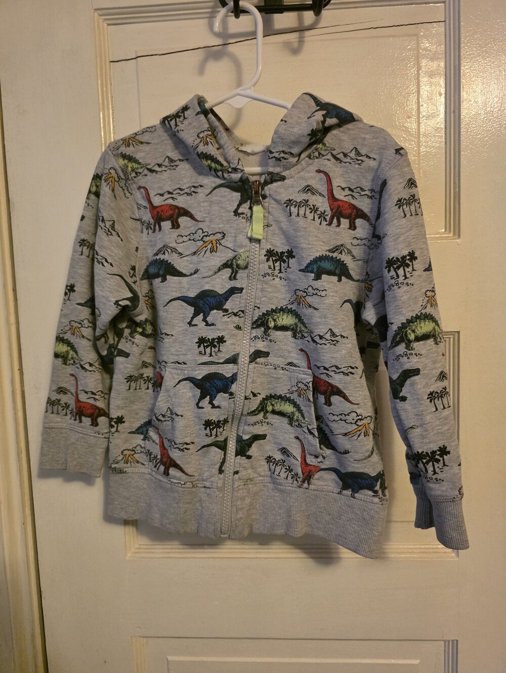 H&M Grey Hoodie with Colorful Dinosaur Print